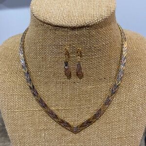 Chevron tricolor .925 chain and earrings